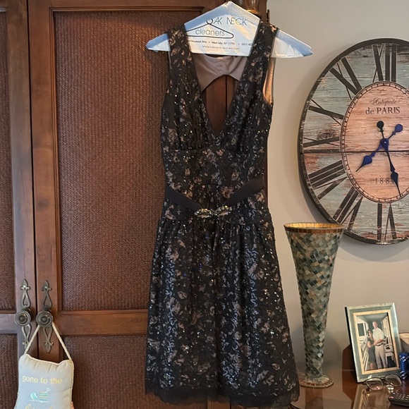 Bcbg Black Sequin and Lace Cocktail Dress. Size 2 - Picture 1 of 13